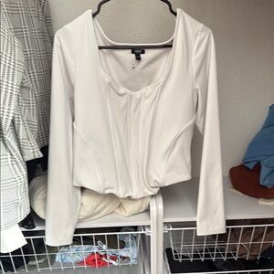 Express White Long Sleeve Blouse